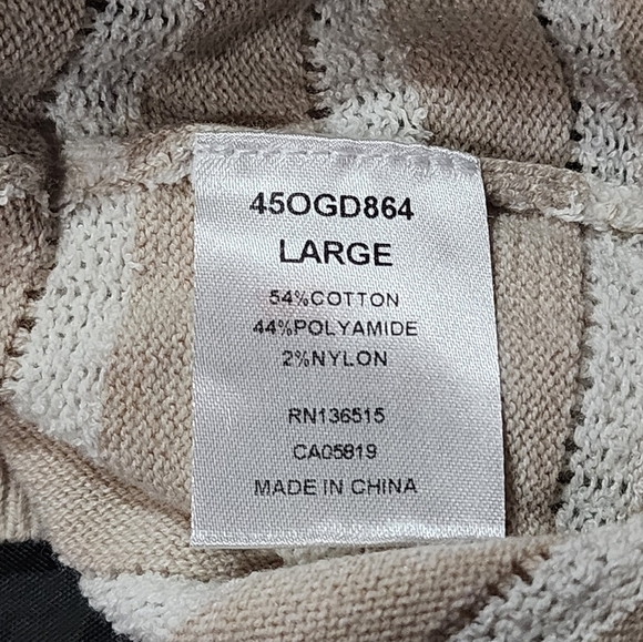 Revolve One Grey Day Beige White Striped Sleeveless Knit Tank Top Size L Casual - Picture 5 of 5